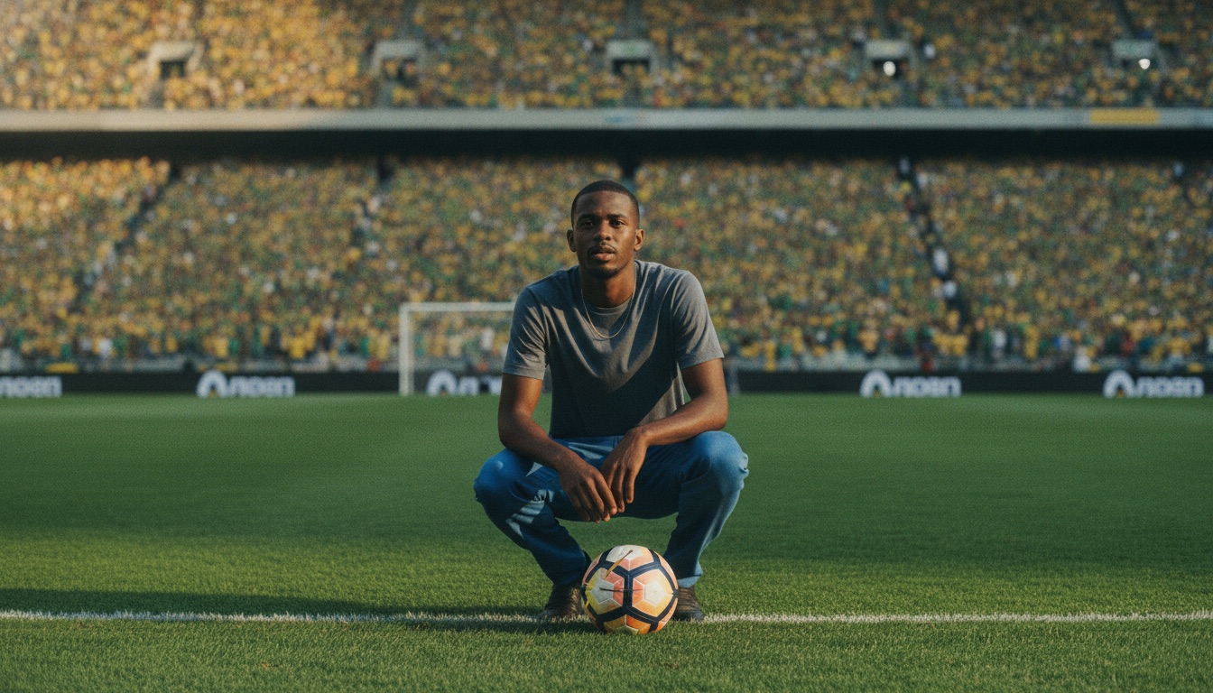 Capa de O Bispo de Preto — gandula no gramado de um estádio lotado